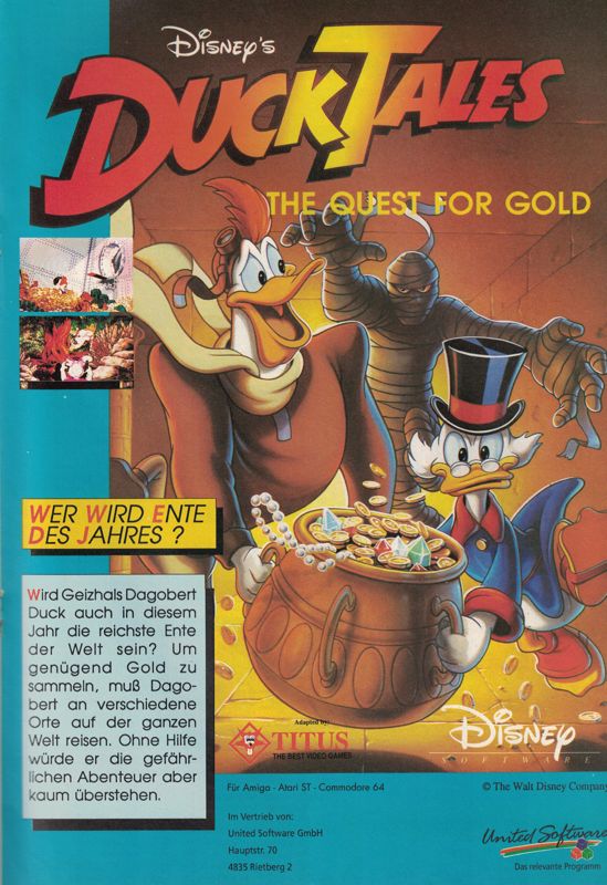 Disney's Duck Tales: The Quest for Gold Magazine Advertisement (Magazine Advertisements): Amiga Joker (Germany), Issue 3/1991