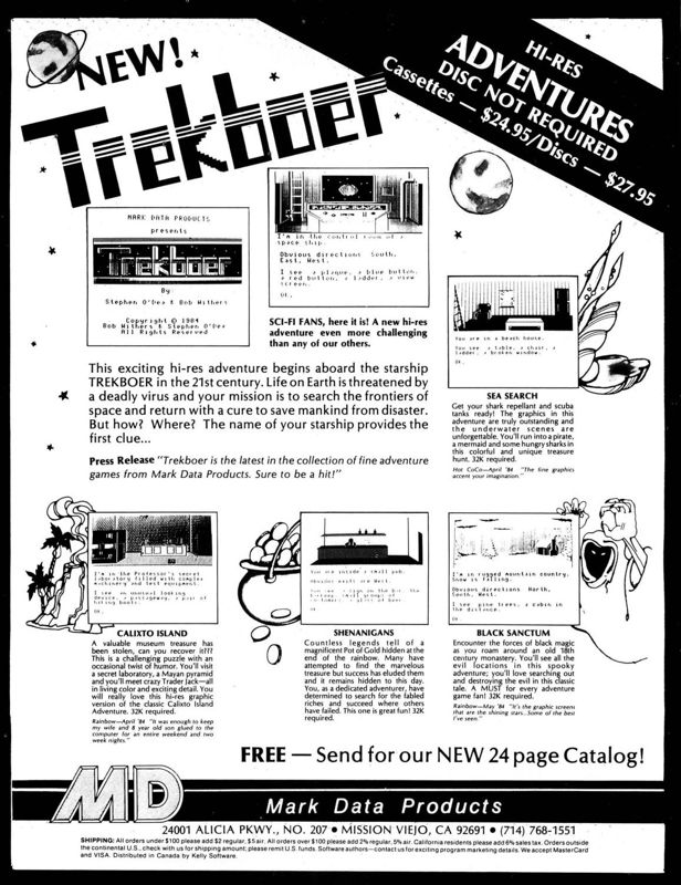 Trekboer Magazine Advertisement (Magazine Advertisements): Rainbow Magazine (United States) Volume 4 Number 4 (November 1984)