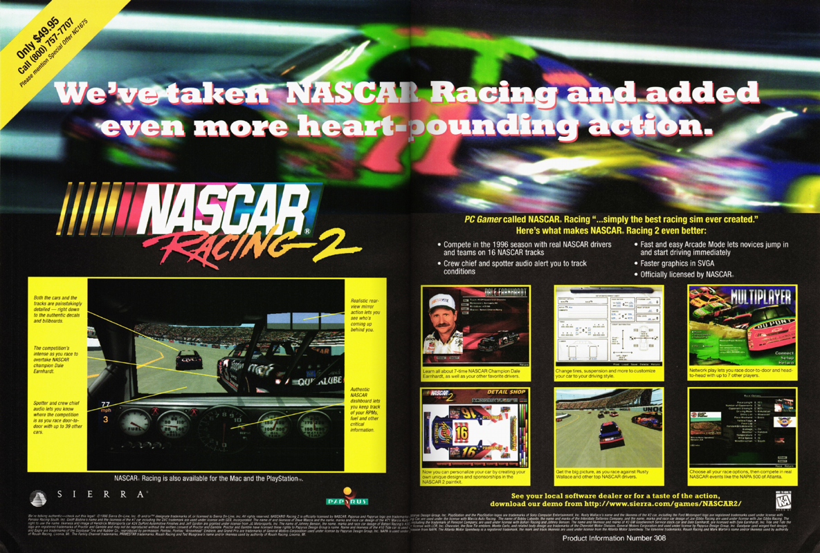 NASCAR Racing 2 Magazine Advertisement (Magazine Advertisements): PC Gamer (U.S.), Issue 35 (April, 1997)