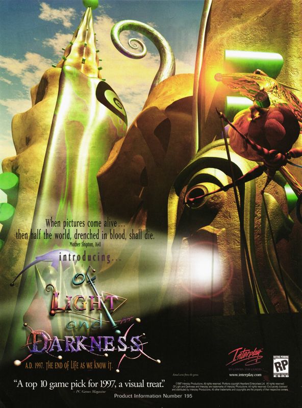 Of Light and Darkness: The Prophecy Magazine Advertisement (Magazine Advertisements): PC Gamer (U.S.), Issue 35 (April, 1997)
