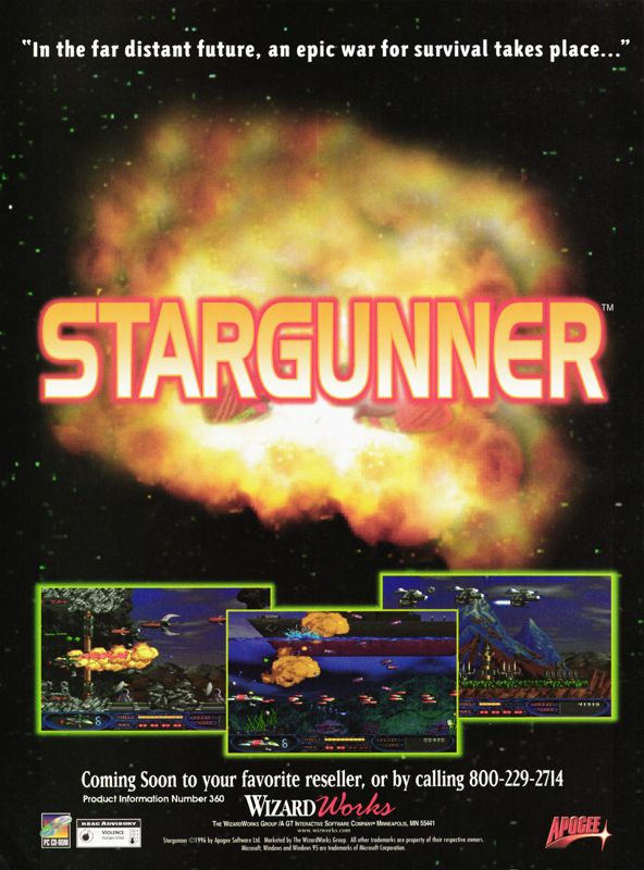 Stargunner Magazine Advertisement (Magazine Advertisements): PC Gamer (U.S.), Issue 35 (April, 1997)