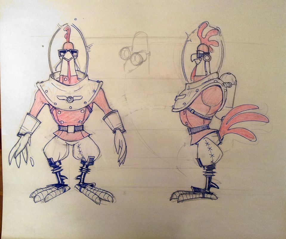 SpaceVenture Concept Art (Concept Art): Cluck Design Some of the first drawings of Cluck Y'egger