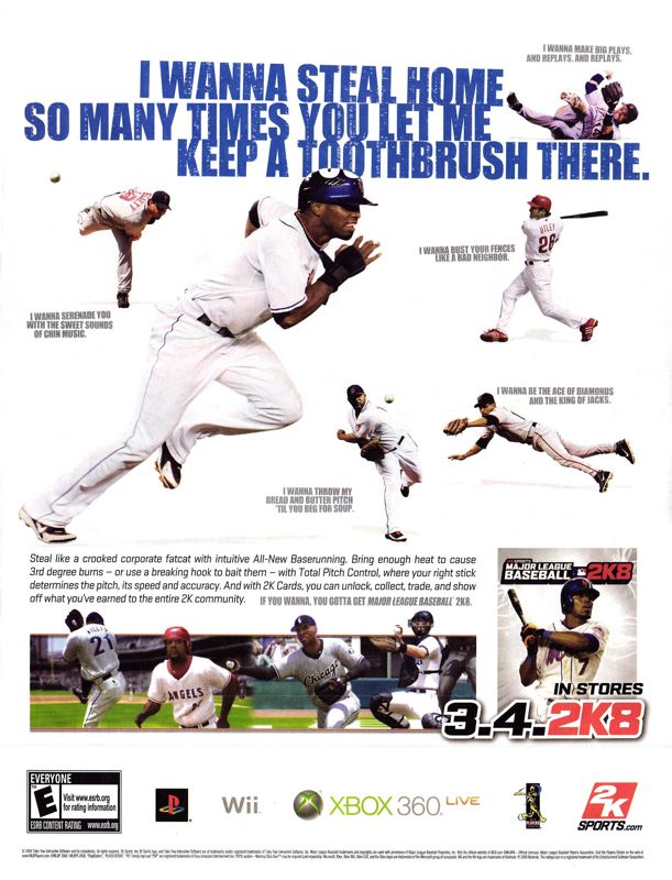 Major League Baseball 2K8 Magazine Advertisement (Magazine Advertisements): Nintendo Power #227 (April 2008), page 31