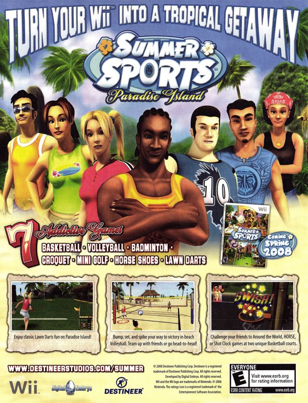 Summer Sports: Paradise Island Magazine Advertisement (Magazine Advertisements): Nintendo Power #227 (April 2008), page 57