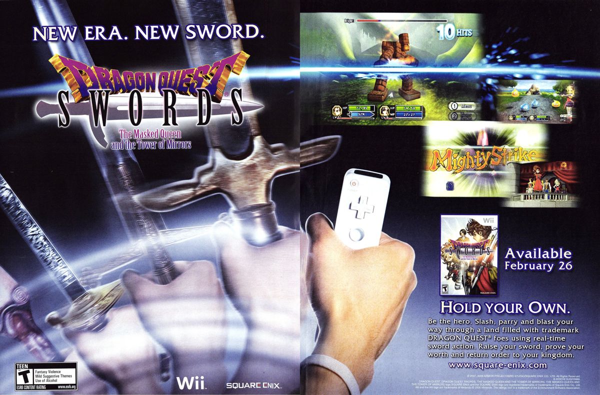 Dragon Quest Swords: The Masked Queen and the Tower of Mirrors Magazine Advertisement (Magazine Advertisements): Nintendo Power #225 (February 2008)