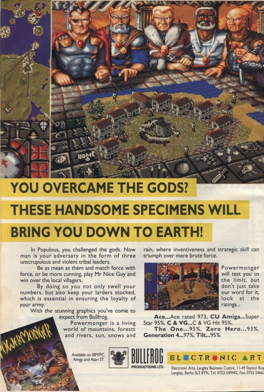 PowerMonger Magazine Advertisement (Magazine Advertisements): PC Review (United Kingdom), Issue 10 (08/1994)
