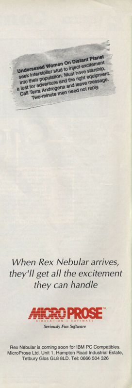 Rex Nebular and the Cosmic Gender Bender Magazine Advertisement (Magazine Advertisements): PC Review (UK), Issue 10 (08/1994)