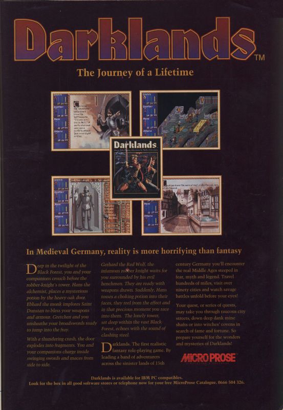Darklands Magazine Advertisement (Magazine Advertisements): PC Review (UK), Issue 10 (08/1994)