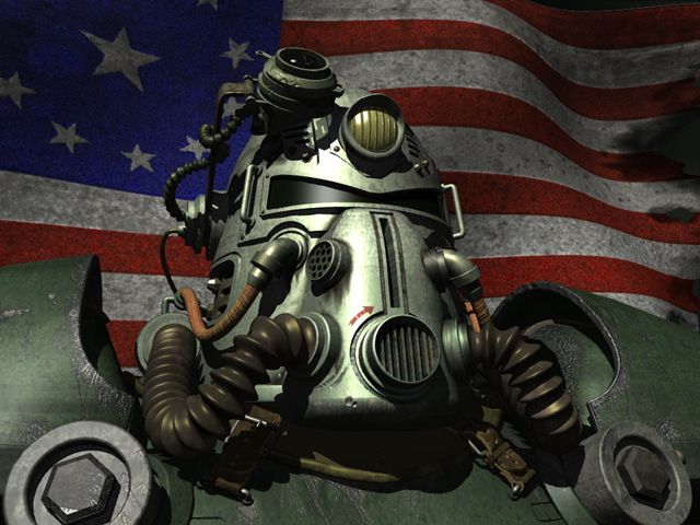 Fallout Wallpaper (Interplay's Fallout website > Radiation): This is the helmet of a suit of power armor. Of course, this also makes a snazzy background! Radiation > old screenshots