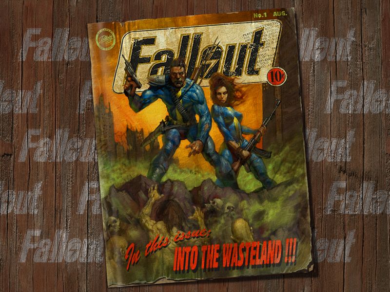 Fallout Wallpaper (Interplay's Fallout website > Radiation): The cover from the rare Fallout comic. Only one copy was known to exist, and it was burned for firewood in the late 50's. Radiation > old screenshots