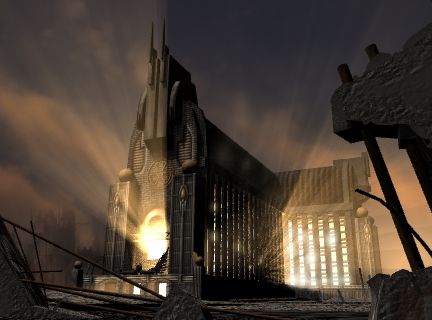 Fallout Screenshot (Interplay's Fallout website > Radiation): An exploding church?The birth of a new sun?A really out of control party? Radiation > old screenshots