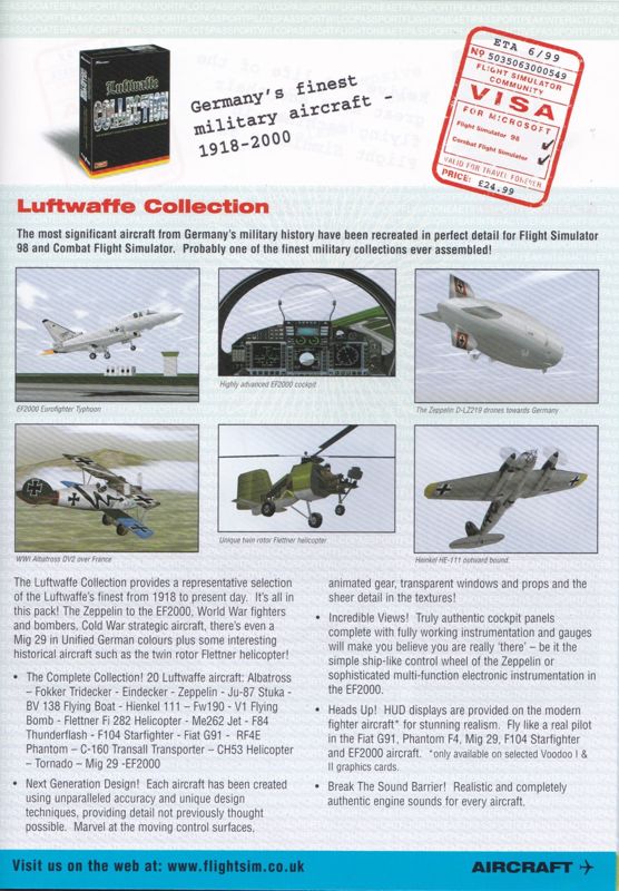 Luftwaffe Collection Catalogue (Catalogue Advertisements): Taken from a catalogue that was included with the big box UK release of "VIP Classic Airliners"