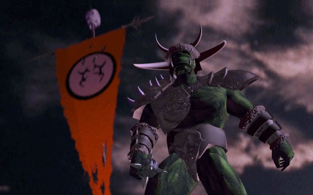 WarCraft II: Tides of Darkness Screenshot (Blizzard Entertainment website, 1997): An Orcish leader prepares his troops for an assault.