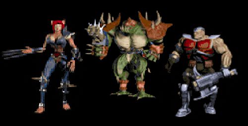 Eradicator Render (Accolade website, 1998): Multiple Characters: Play as 1 of 3 distinct characters, each with their own battle style, special weapons, unique abilities and special levels only they can traverse.