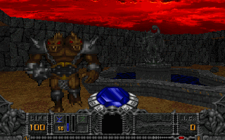 Hexen: Beyond Heretic Screenshot (Preview, 1995-08-31): Here comes the Ettin! Give him a taste of your Sapphire Wand.