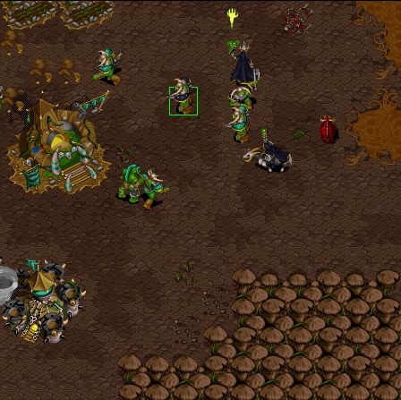 WarCraft II: Beyond the Dark Portal Screenshot (Blizzard Entertainment website, 1996): Shadow Moon Death Knights lead the attack against a rival clan.