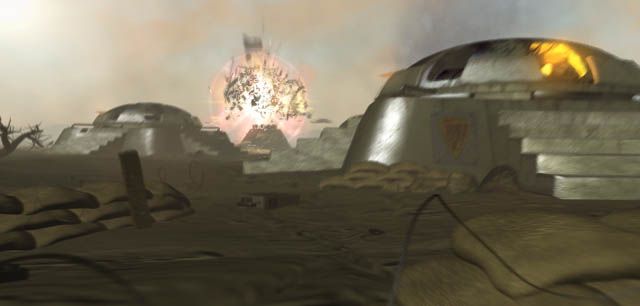 StarCraft: Brood War Screenshot (Blizzard Entertainment website, 1999): A cluster of Terran bunkers comes under attack.