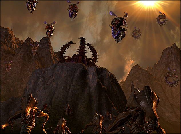 StarCraft: Battle Chest Screenshot (Blizzard Entertainment website, 2000): The Overmind stands well defended by Zerg forces