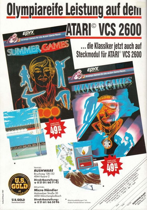 Winter Games Magazine Advertisement (Magazine Advertisements): Power Play (Germany), Issue #1 (1987)
