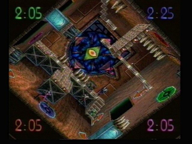 Blast Chamber Screenshot (Activision E3 1996 Press Kit): Players try to stay a step ahead as a room rotates.