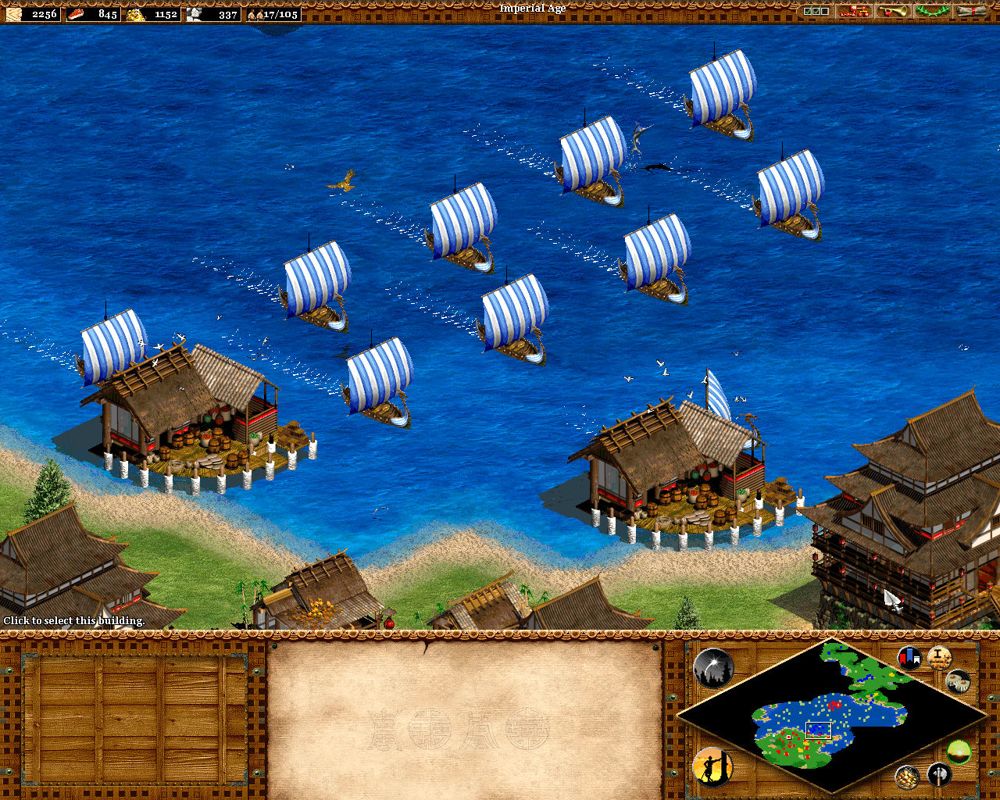 Age of Empires II: The Conquerors Screenshot (Ensemble Studios website, 2000): Boats in Formation