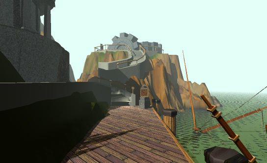 Myst Screenshot (Cyan's website): The dock on Myst Island