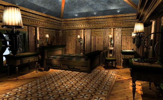 Myst Screenshot (Cyan's website): Sirrus' bedroom in Channelwood Age.
