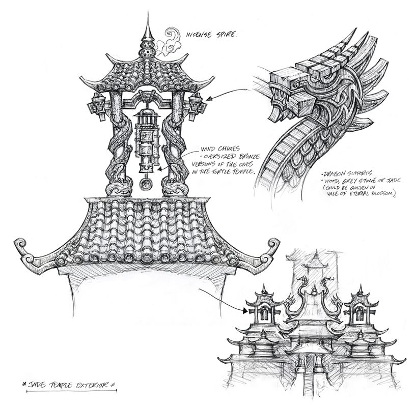 World of WarCraft: Mists of Pandaria Concept Art (Battle.net, World of Warcraft page (2016)): Jade Temple Exterior