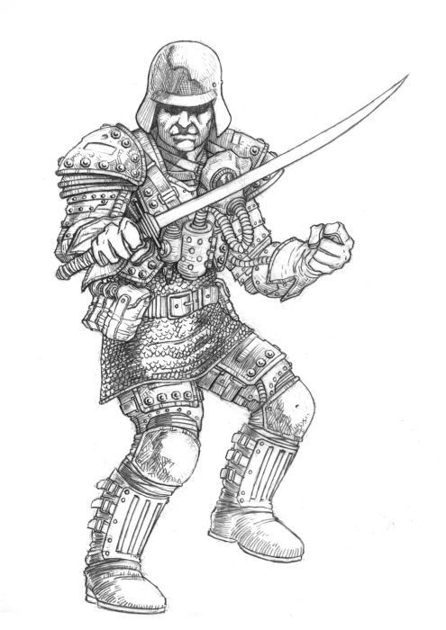 Arcanum: Of Steamworks & Magick Obscura Concept Art (Original Artwork): Human Warrior