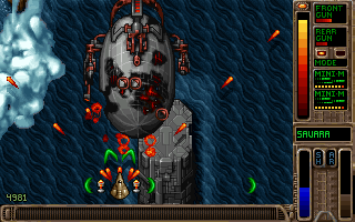 Tyrian Screenshot (Slide show preview, 1994-04-20): This screenshot later appeared at the Epic MegaGames website.