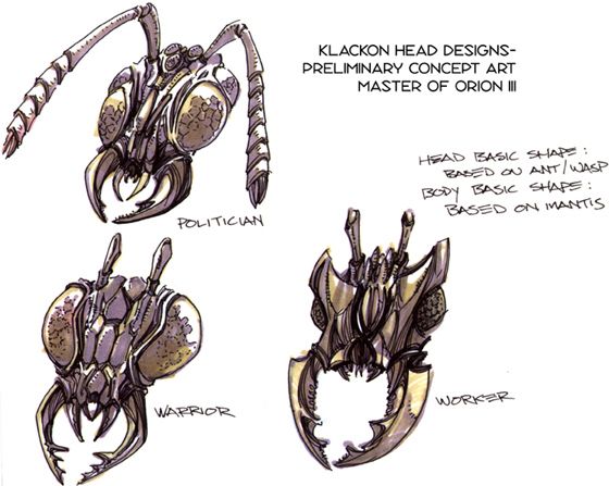Master of Orion 3 Concept Art (Concept Art): Klackon Head Design