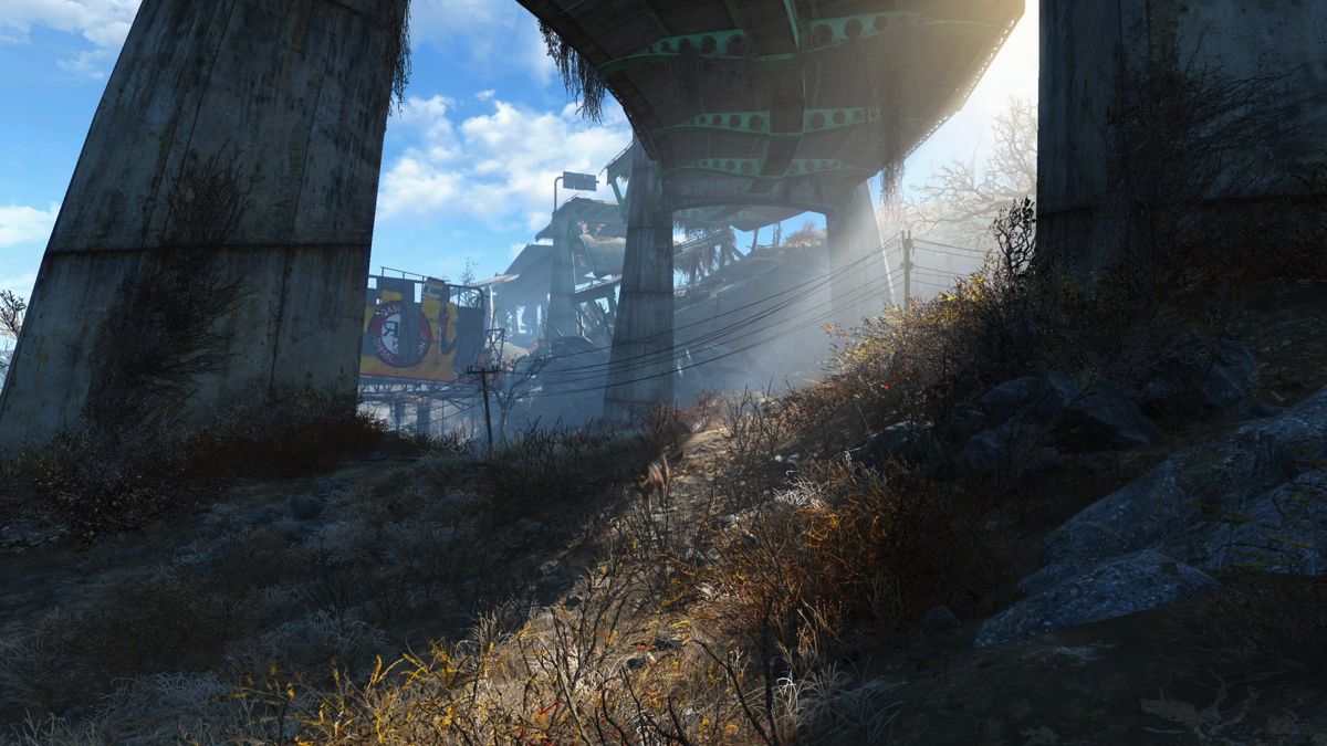 Fallout 4 Screenshot (fallout4.com, Bethesda's official Fallout 4 site): A view of one of the many bridges in The Commonwealth.