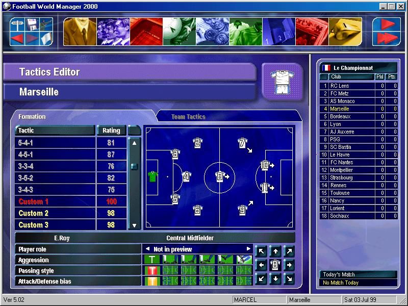 Football World Manager 2000 Screenshot (Ubisoft Fall-Winter 1999 Press Kit): team tactics