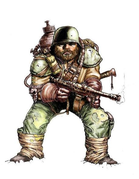 Arcanum: Of Steamworks & Magick Obscura Concept Art (Original Artwork): Dwarf Soldier