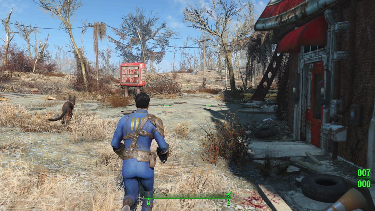 Fallout 4 Screenshot (fallout4.com, Bethesda's official Fallout 4 site): Walking around the Red Rocket Truck Stop.