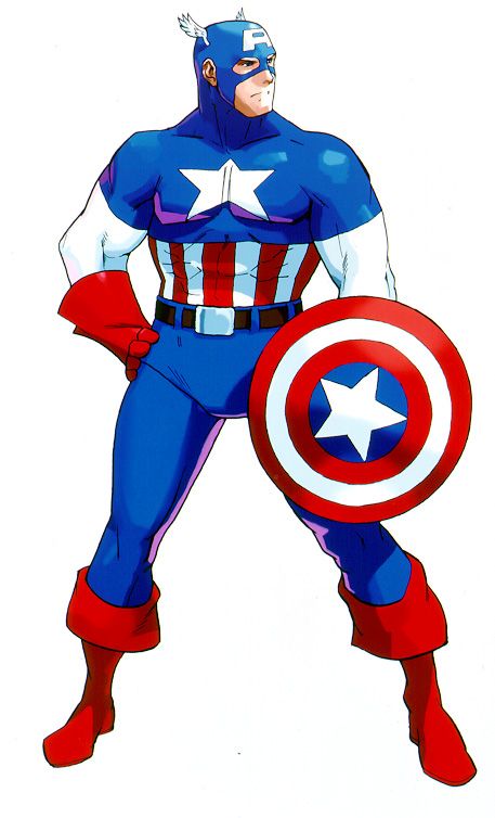 Marvel vs. Capcom: Clash of Super Heroes Concept Art (Official Press Kit - Character Art, Logo & Cover Art): Cap