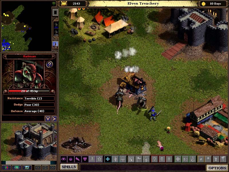 Majesty: The Fantasy Kingdom Sim Screenshot (Cyberlore Studios website, 2000): You must not only defend your kingdom from the enemies without but also the enemies within. Sewers are the breeding places of Rats and Ratmen. These thieves and despoilers and must not be left to wander free.