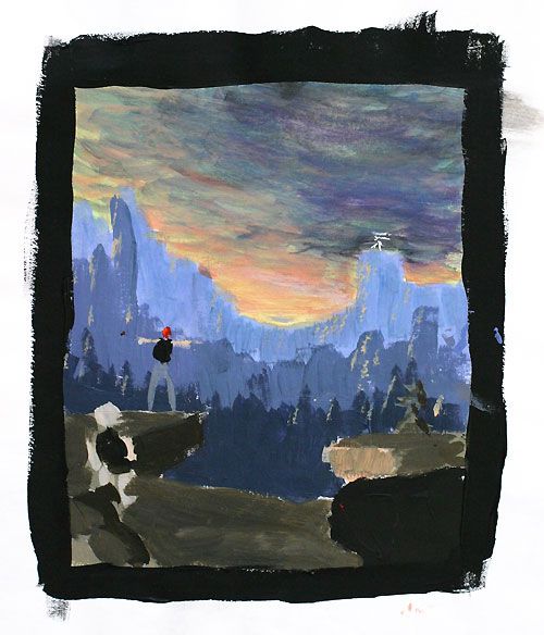 Out of This World Concept Art (Another World's official website): Illustration The monochrome bitmap on Amiga was used as a guide, it was printed and then applied on cardboard. Final paint was made in acrylic.
