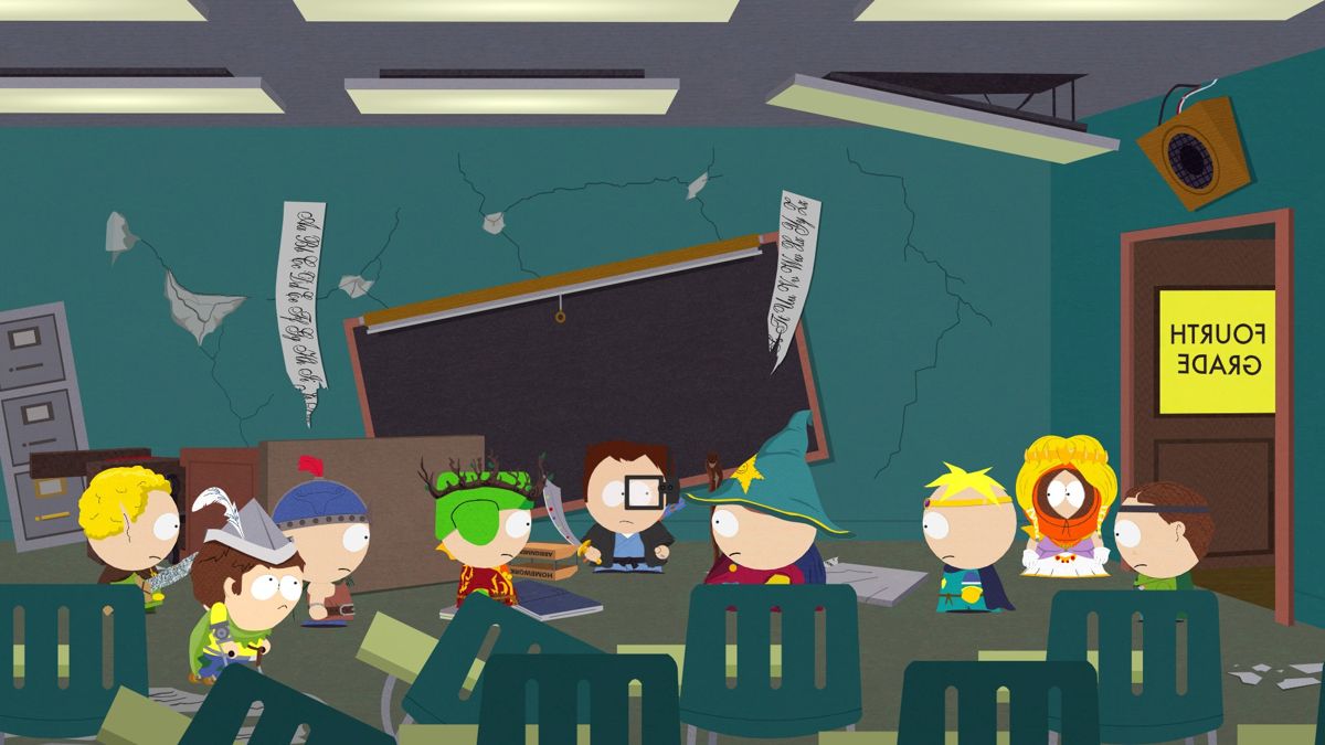 South Park: The Stick of Truth Screenshot (ubisoft.com, official website of Ubisoft): The face-off between the two factions.