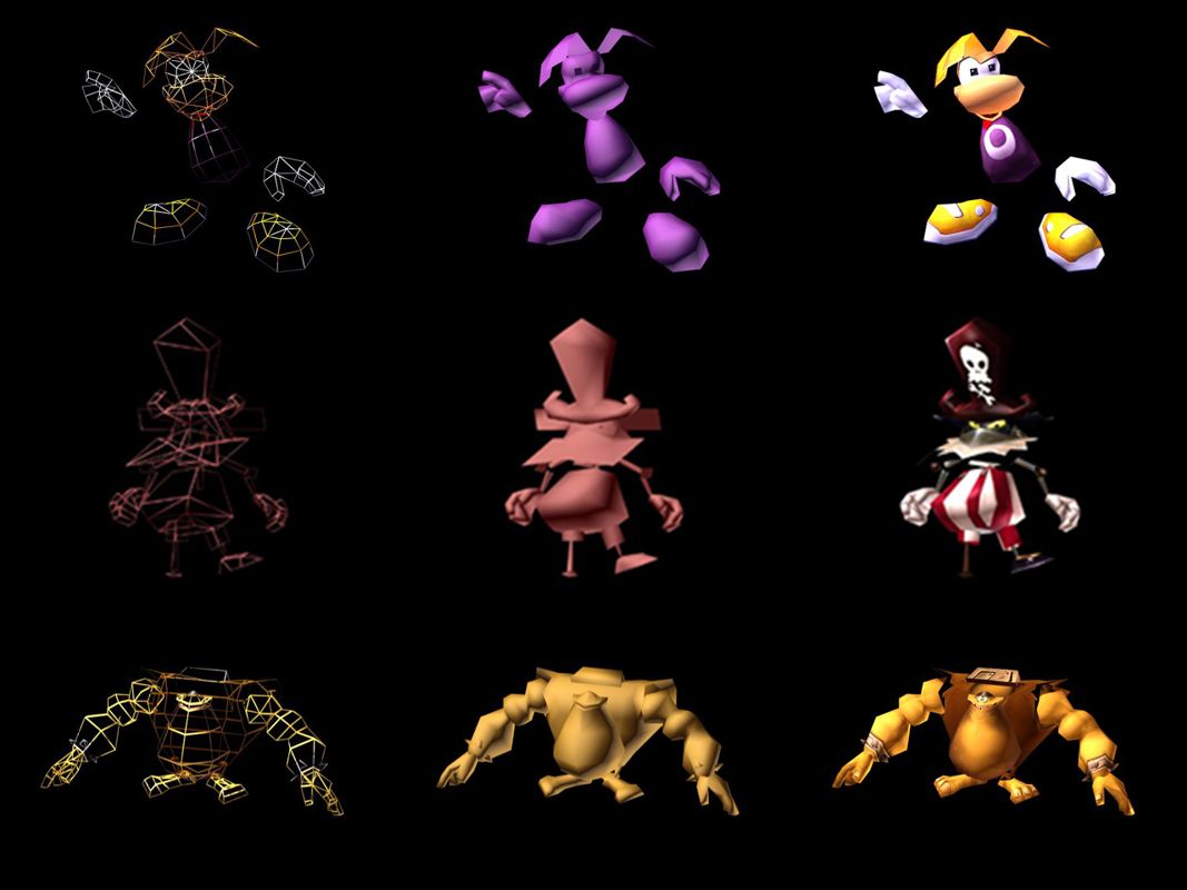 Rayman 2: The Great Escape Render (Official Press Kit - Screenshots & Various Artwork): Ray2_Sk_Perso filaire