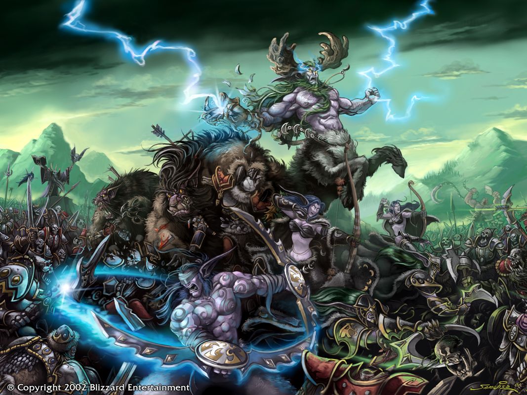 WarCraft III: Reign of Chaos Wallpaper (Blizzard Entertainment website, 2002): Night Elf vs Undead