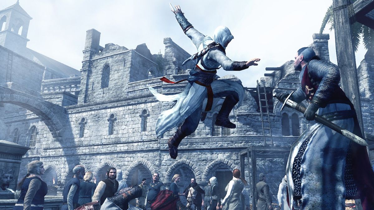 Assassin's Creed Screenshot (ubisoft.com, official website of Ubisoft): Preforming an air assassination.