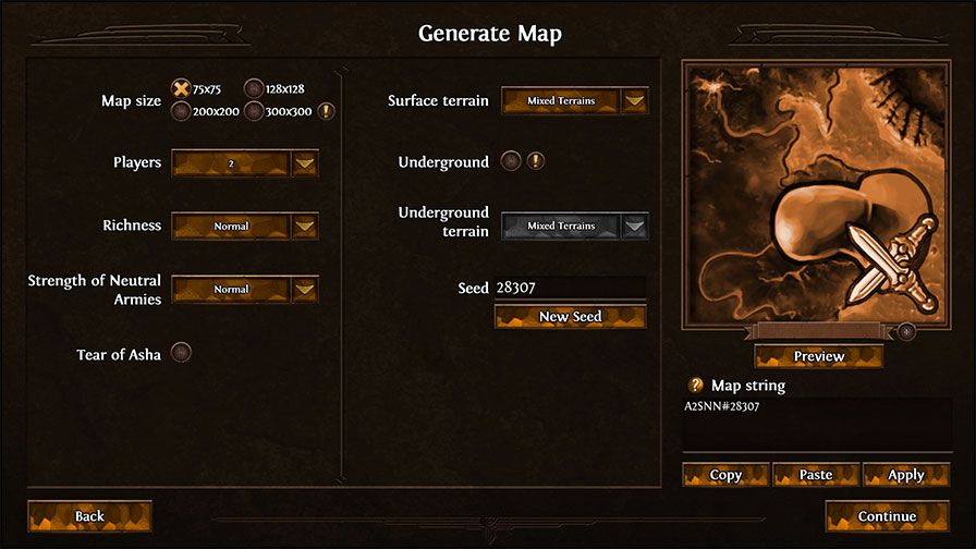 Might & Magic: Heroes VII Screenshot ( Ingame Random Map Generator): How to?: Generate Map downloaded from the official news section