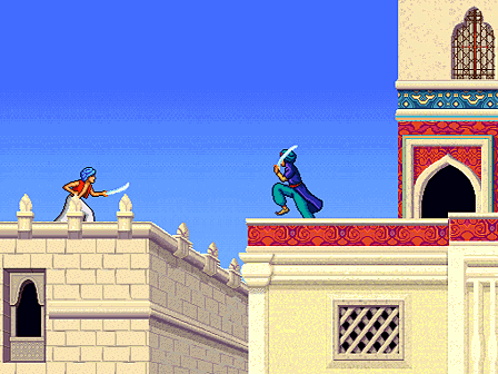 Prince of Persia CD Collection Screenshot (Brøderbund Software website, 1997): Level 1 The palace wall