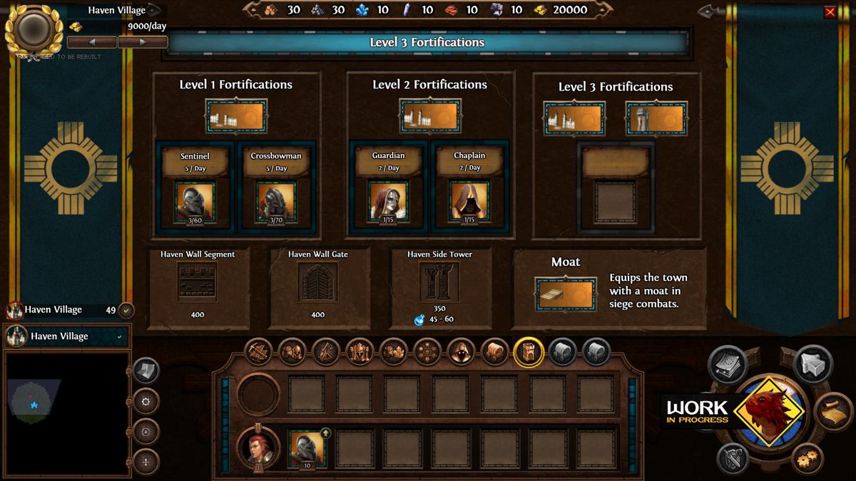 Might & Magic: Heroes VII Screenshot (Ubisoft: Development (Towns)): Townscreen Interface (work in progress): Fortifications downloaded from here