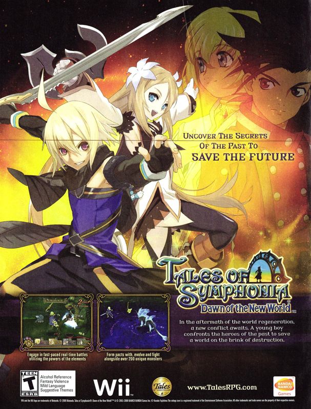 Tales of Symphonia: Dawn of the New World Magazine Advertisement (Magazine Advertisements): Nintendo Power #236 (Holiday 2008), page 4