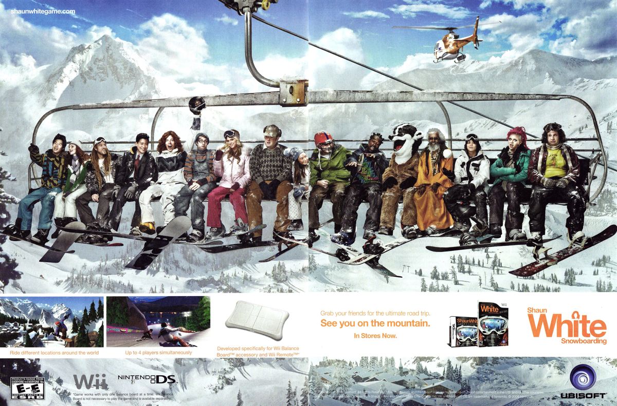 Shaun White Snowboarding Magazine Advertisement (Magazine Advertisements): Nintendo Power #236 (Holiday 2008), pages 22-23
