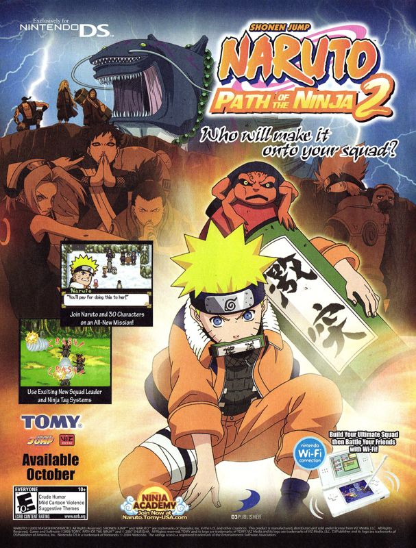 Naruto: Path of the Ninja 2 Magazine Advertisement (Magazine Advertisements): Nintendo Power #236 (Holiday 2008), page 74