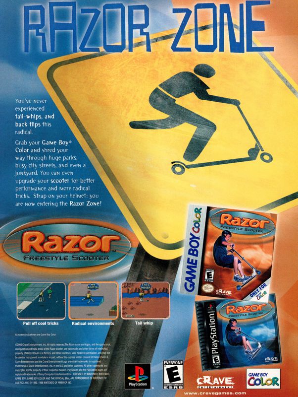 Razor Freestyle Scooter Magazine Advertisement (Magazine Advertisements): Nintendo Power #145 (June 2001), page 89