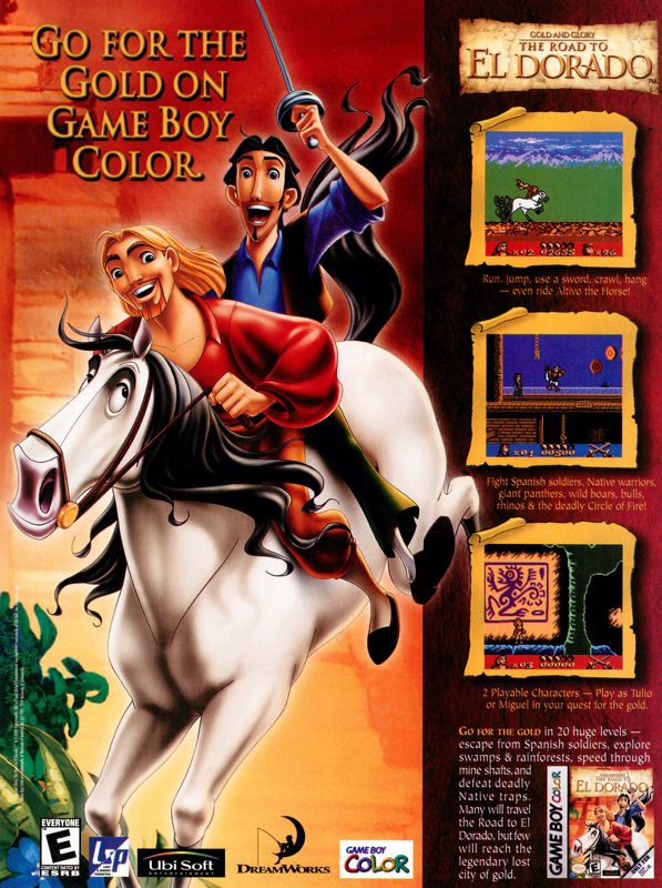 Gold and Glory: The Road to El Dorado Magazine Advertisement (Magazine Advertisements): Nintendo Power #139 (December 2000), page 57